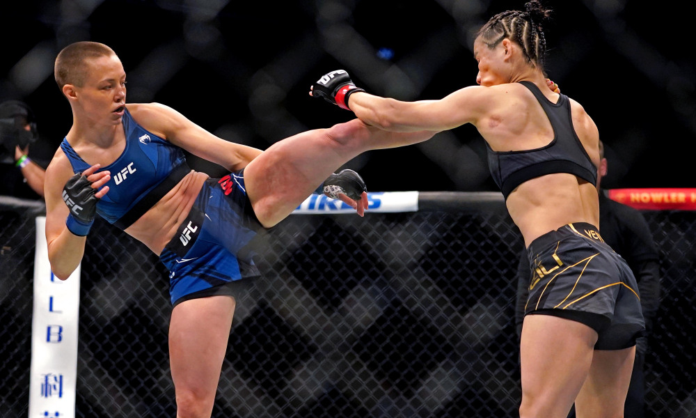 Rose Namajunas wins UFC’s strawweight title with a stunning knockout of Zhang Weili