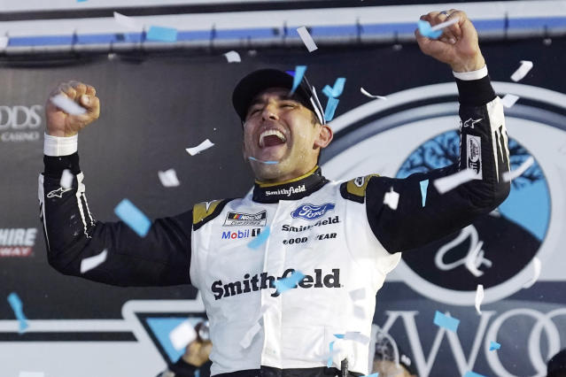 New Hampshire Motor Speedway: Aric Almirola wins wet and dark NASCAR Cup Series race