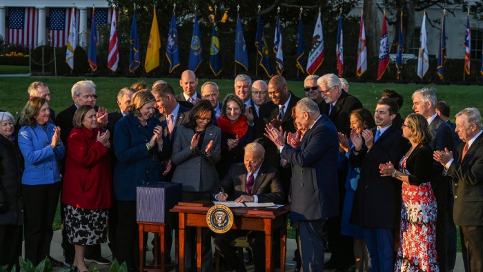 Joe Biden signs the more than $1 trillion bipartisan infrastructure bill into law