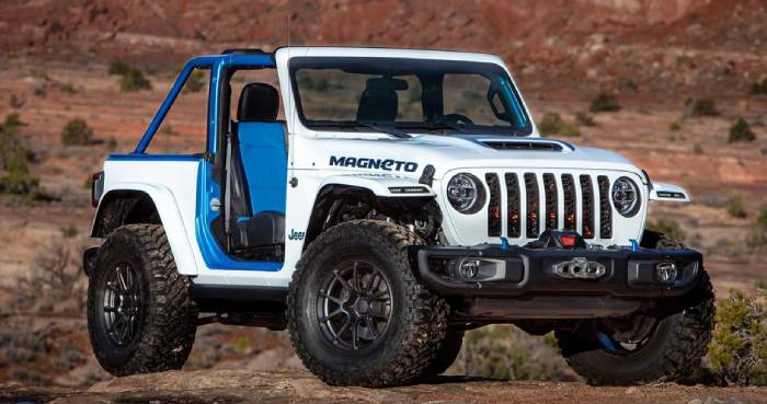 Jeep reveals that its new electric Wrangler SUV concept can accelerate from 0 to 60 mph in under two seconds