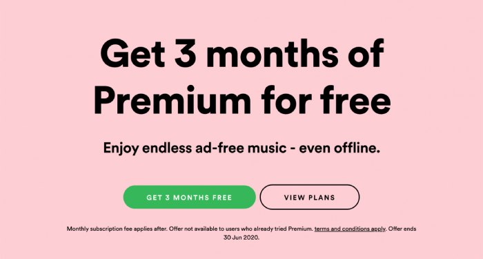 Spotify is giving new Premium subscribers three months service for free