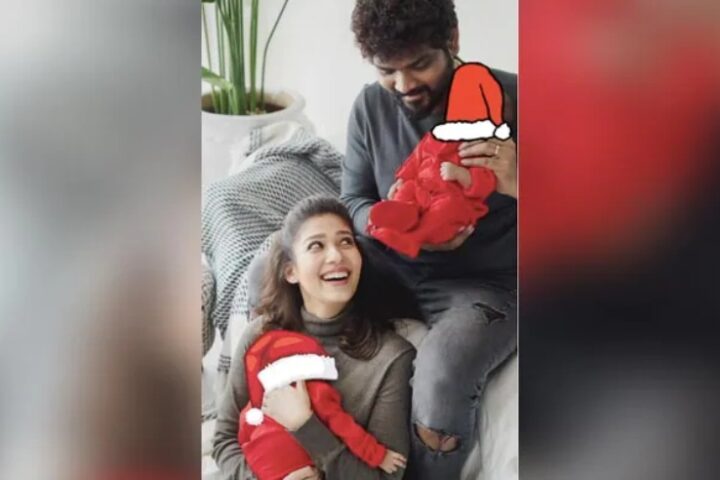 Here are some pictures of Nayanthara and Vignesh Shivan celebrating Christmas with their twins Uyir and Ulagam