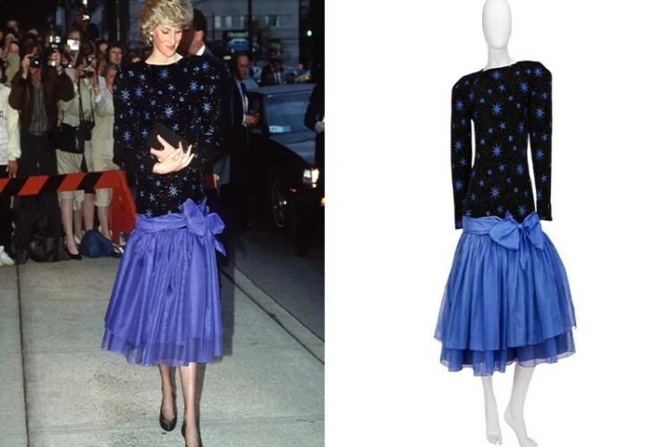 Princess Diana’s velvet dress wrapped in stars sets a record as it auctions for $1.1 million