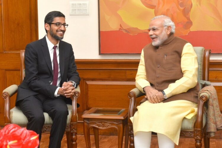 During a meeting in France, Sundar Pichai discussed the digital transformation of India with Prime Minister Narendra Modi