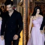 At a friend’s wedding a cute picture of Katrina Kaif and Vicky Kaushal shows off her VK mehndi